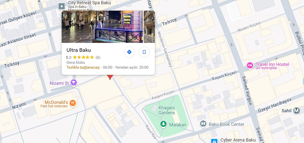 Map to Ultra Baku Club
